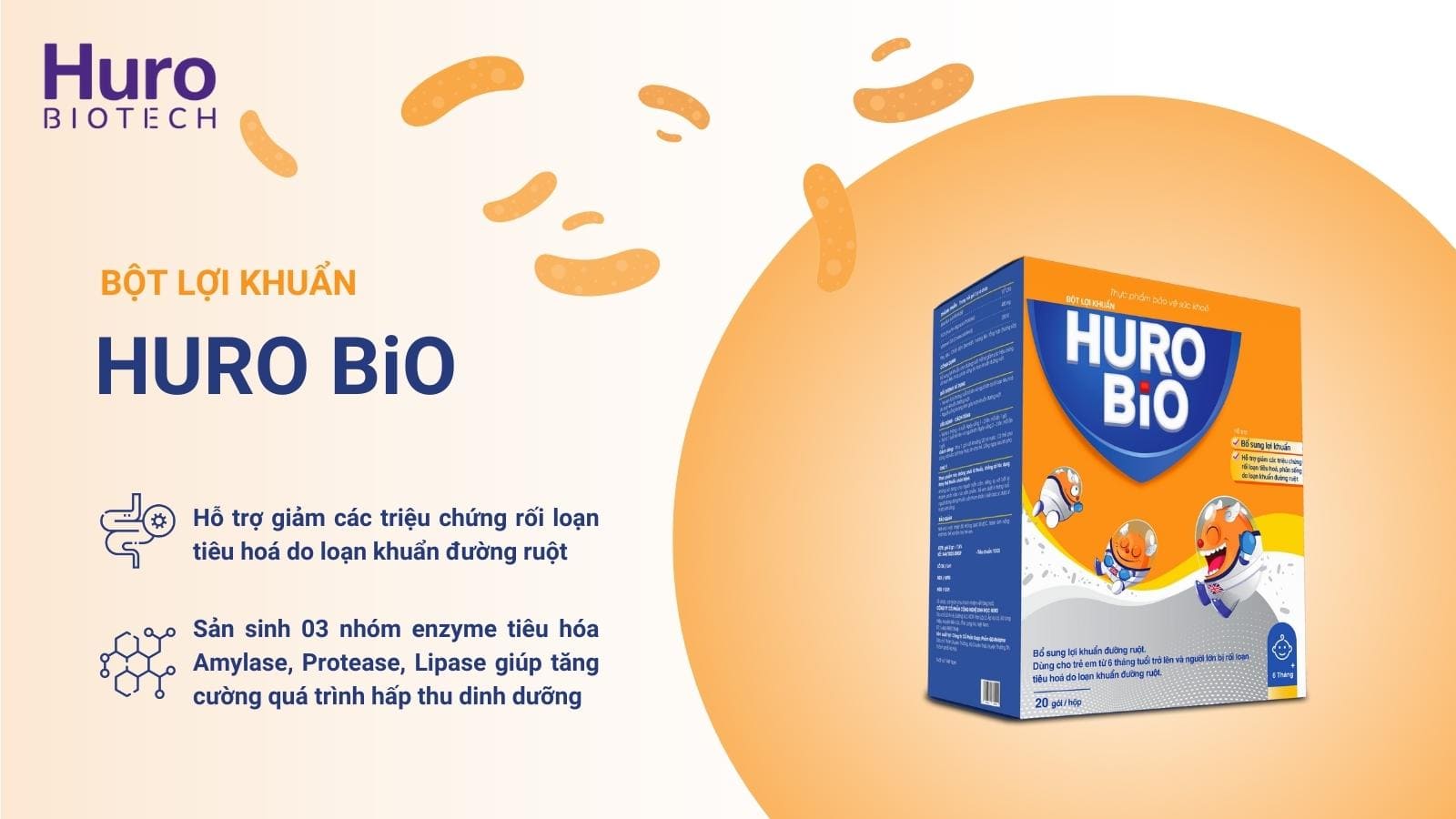 Bột lợi khuẩn HURO BiO hỗ trợ tiêu hóa cho trẻ